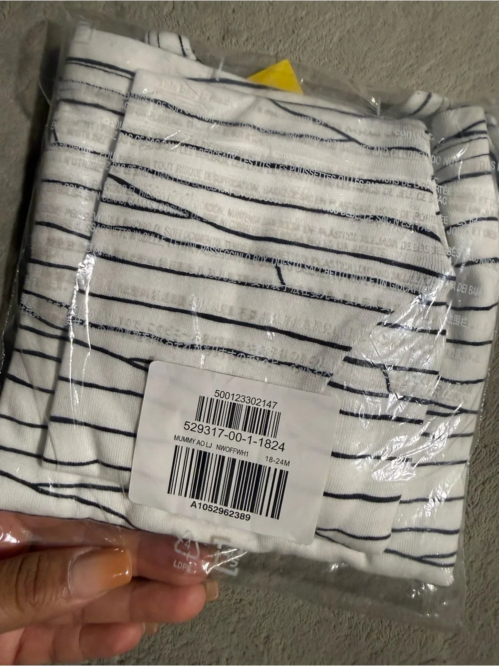GAP Black and White Striped Kids Pajama Top with Eye Graphic